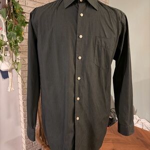 Vintage Pierre Cardin Deep Green Pinstripe Button-Up | Men’s Large